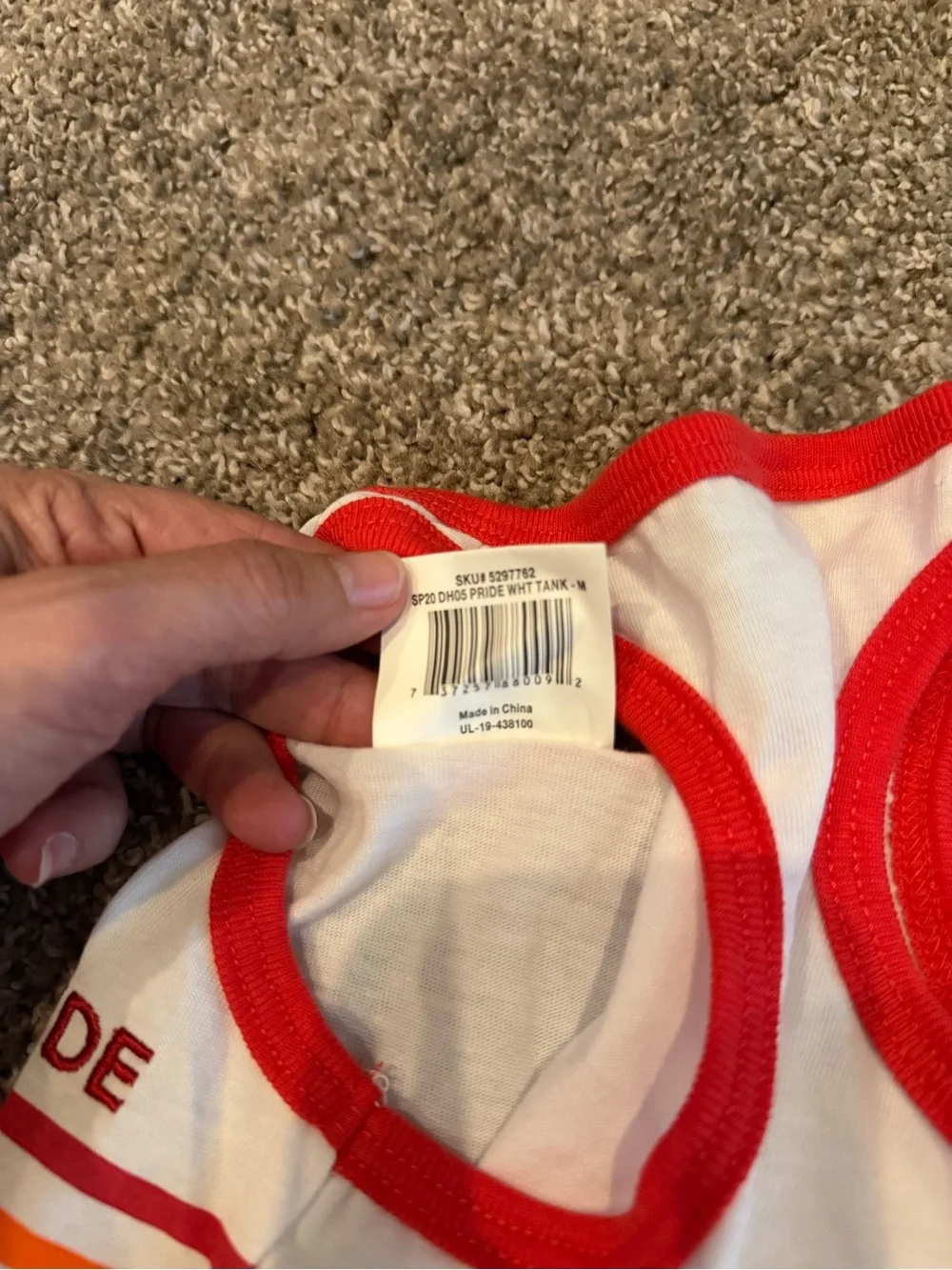 White & Red Striped Rainbow Accent Dog Tank Top ‘pride’